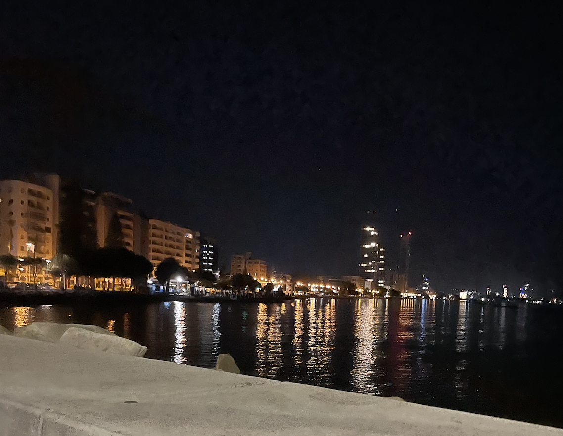 Limassol marina at night